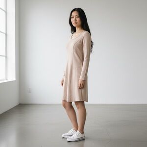 PRANA Long Sleeve Oatmeal Beige Dress Size- Medium